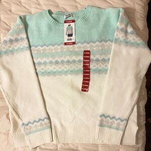 Mint and White Patterned Sweater